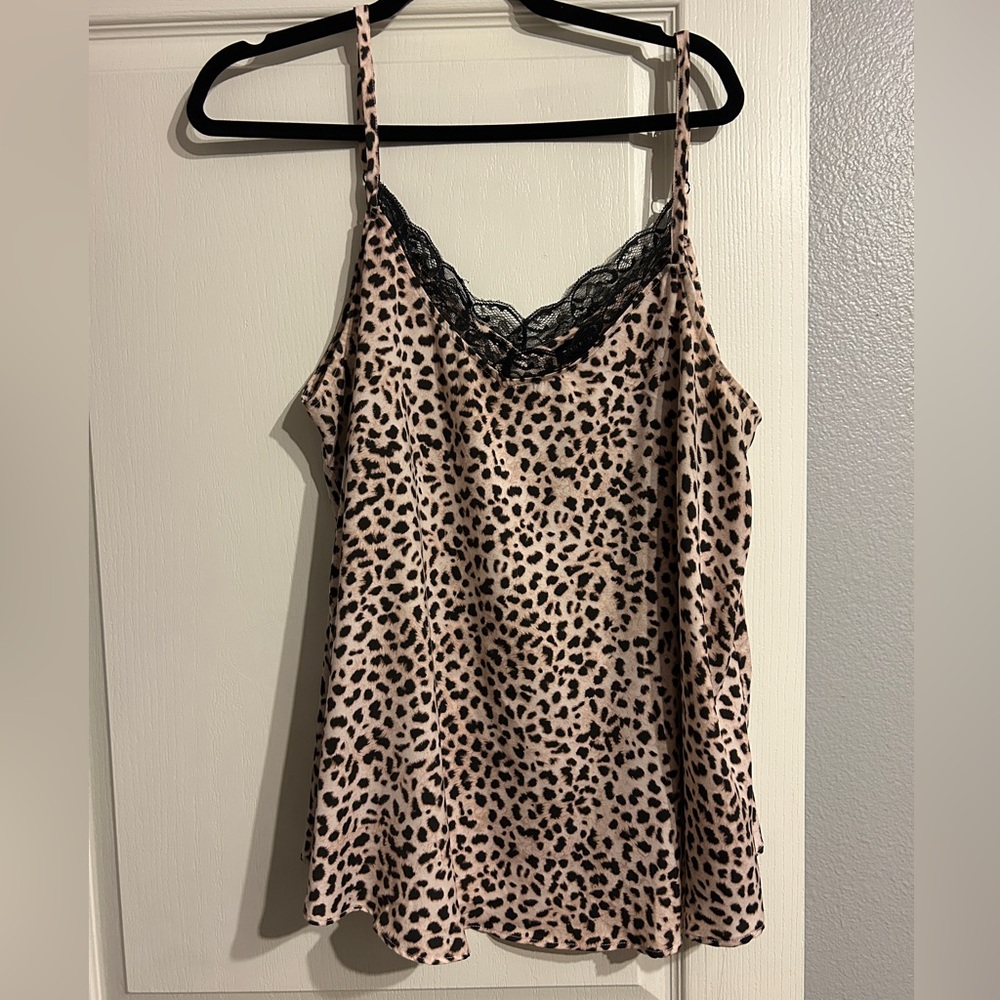 Leopard Print Cami Top with Lace Trim (TORRID)